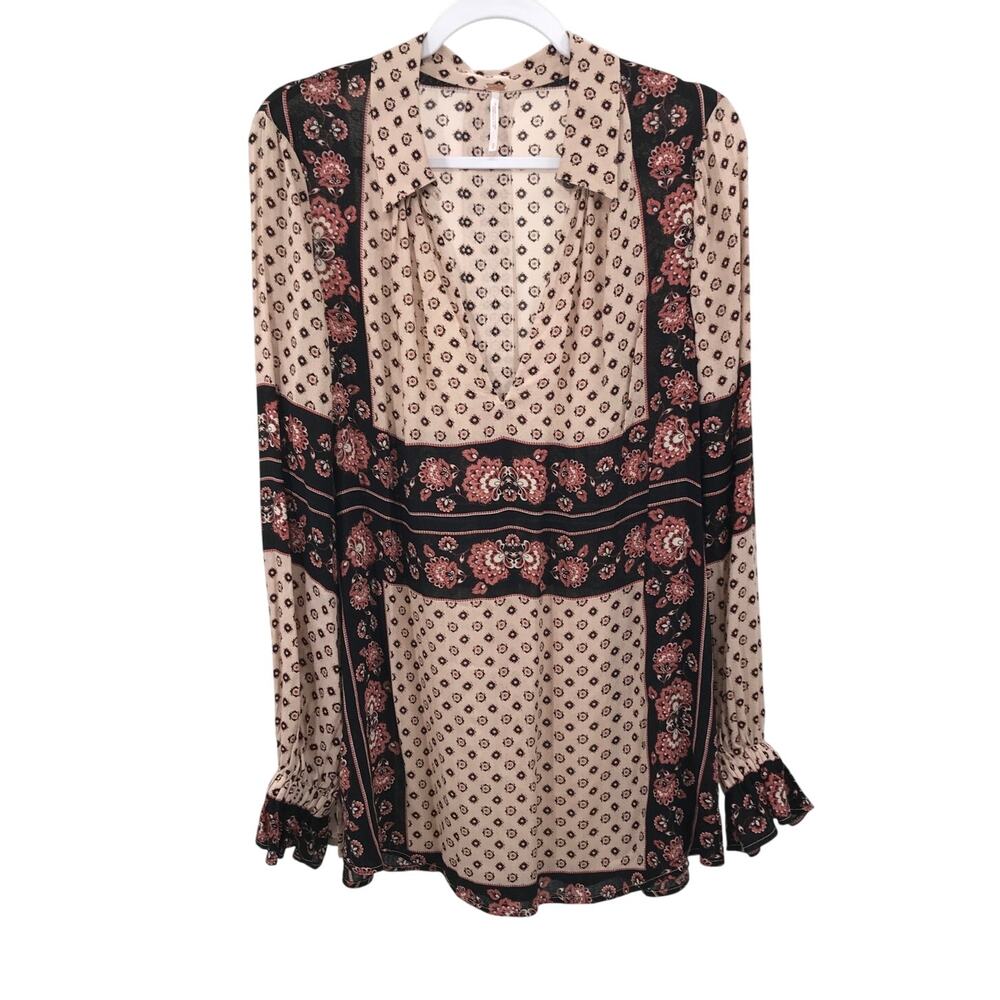 Free People Changing Times Printed Tunic Blouse S Tea